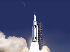 Artist concept of SLS launching. (NASA)