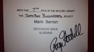 Tampa Bay Buccaneers Select Safety Mark Barron #1 in NFL Draft