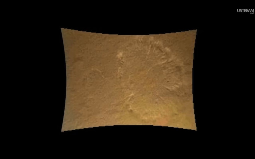 picture of dust on mars being kicked up by descent engines as curiosity lands