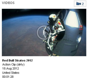 Video as world record for highest free-fall skydive set by Felix Baumgartner