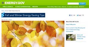 Deptartment of Energy Releases Fall and Winter Energy Saving Tips