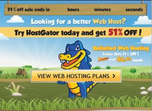 Unlimited Discount Web Hosting 1-day Only 51% Off Sale announced by Hostgator