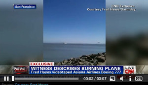 CNN airs Video of Asiana Airlines flight 217 Boeing 777 Crash in SFO on Saturday