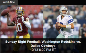 Redskins – Cowboys Fans can Watch Sunday Night Football Online via NBC Live Extra