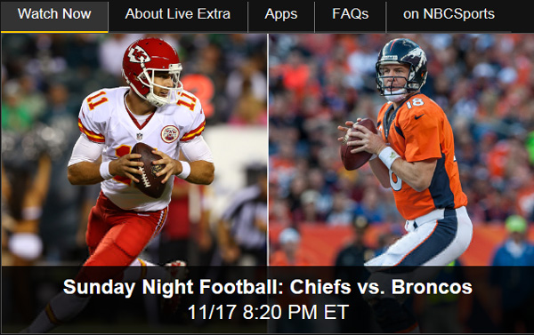 Watching Chiefs vs. Broncos on NBC Sunday Night Football Live Online is Free and Easy