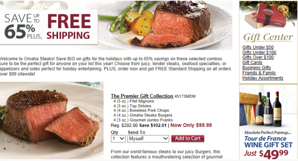 Omaha Steaks Announces Free Shipping on All Orders in time of Holiday Gift Buying