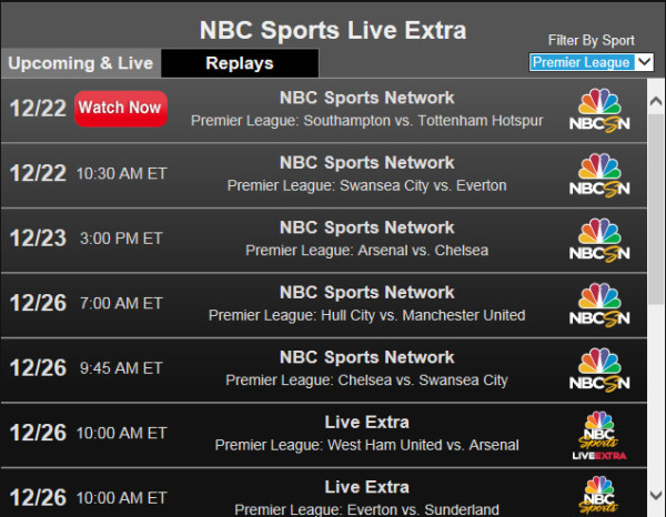 watch Premier League Soccer, and other sports events live online.