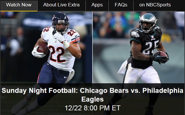 Watching Bears vs. Eagles on NBC Sunday Night Football Live Online Video is Free and Easy