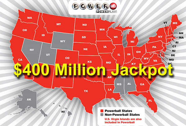 Powerball Jackpot Grows – Winning Numbers worth $400 Million