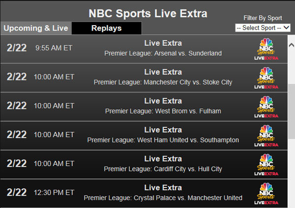 Premier league soccer, watch live soccer online, NBC Live Extra, USA