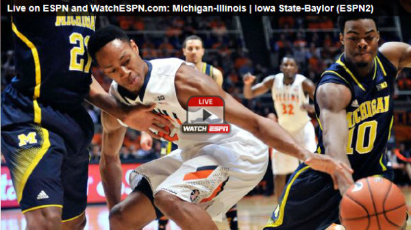 Watch Baylor-ISU or Michigan-Illinois Online College Basketball Live Video Stream plus other NCAA games