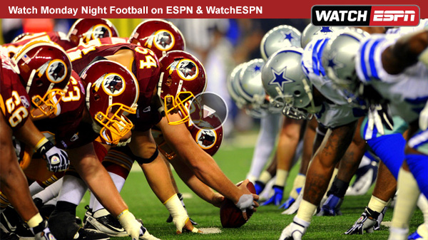 Cowboys vs. Redskins: Fans can Watch ESPN Monday Night Football Online Live