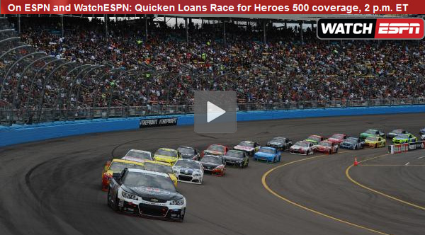 Watch NASCAR Race for Heroes 500 Online Live Sprint Cup Video Stream from ESPN